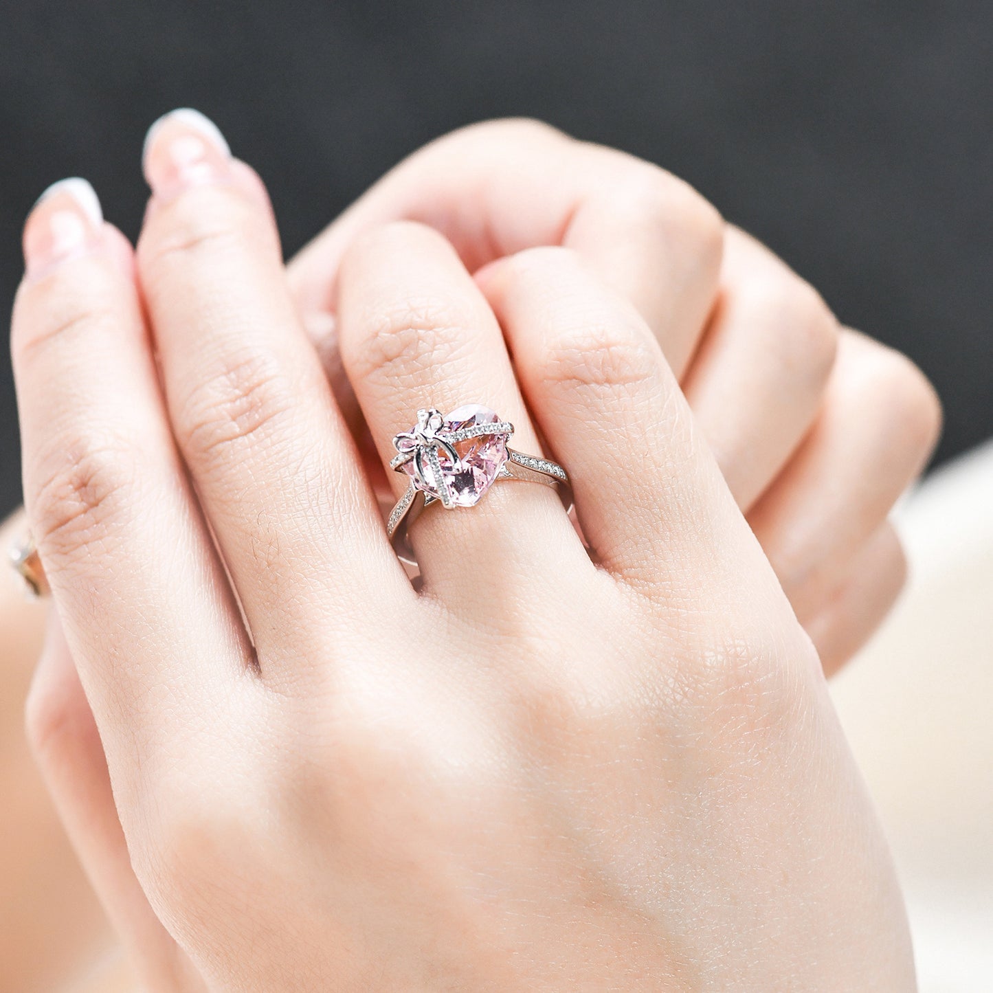 Yellow Zircon High-Carbon Diamond Bow Ring For Women